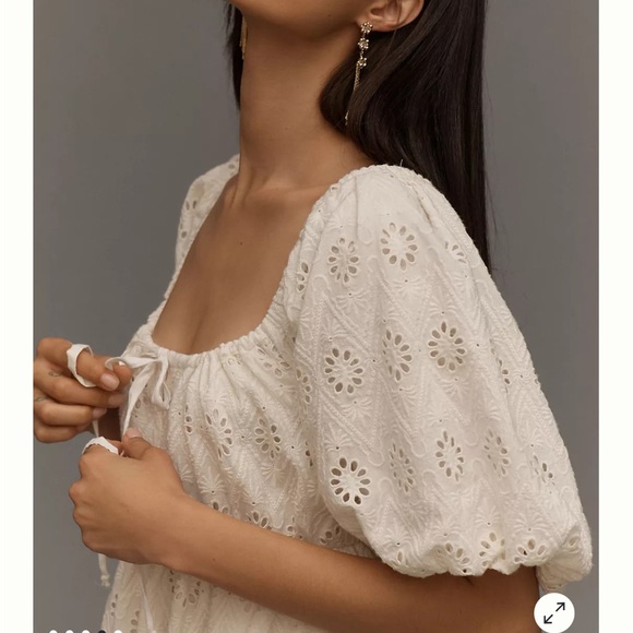 Anthropologie Puff-Sleeved Eyelet Romper NWT - Picture 3 of 7